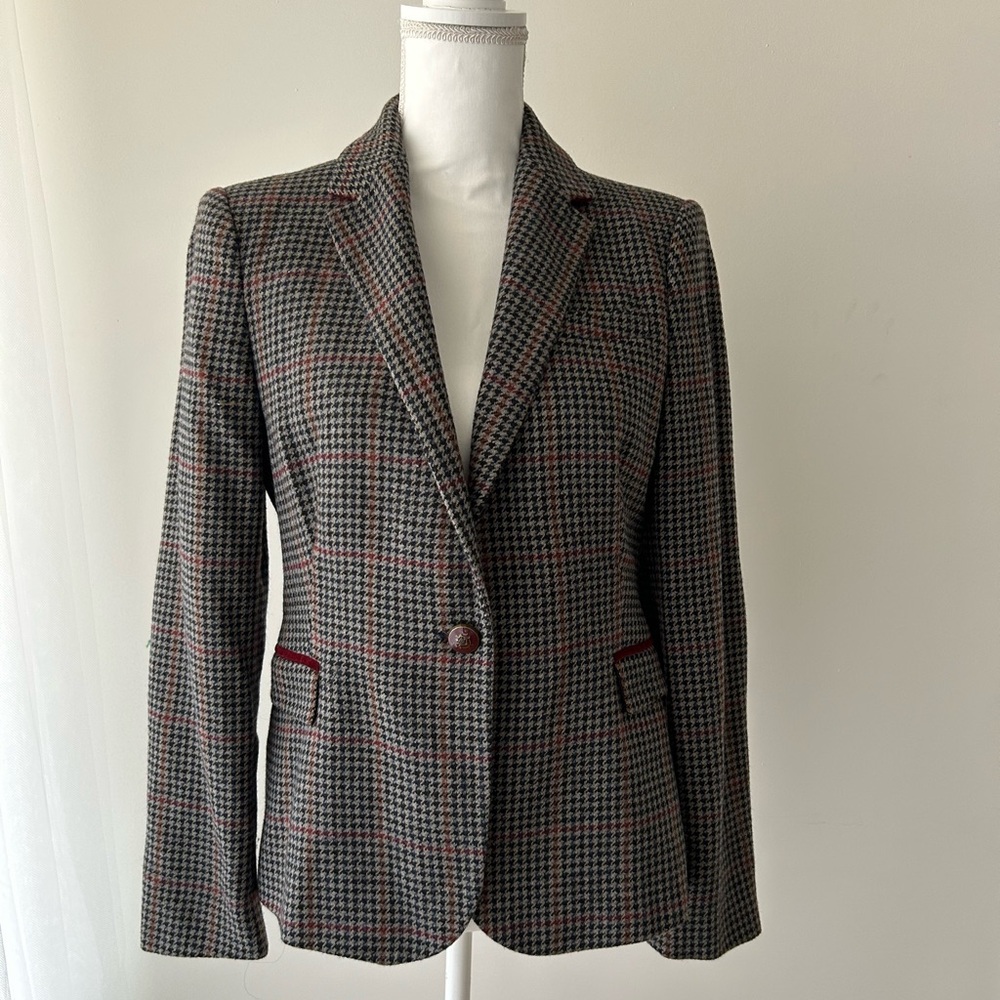 Zara Houndstooth Blazer - Black and Red
